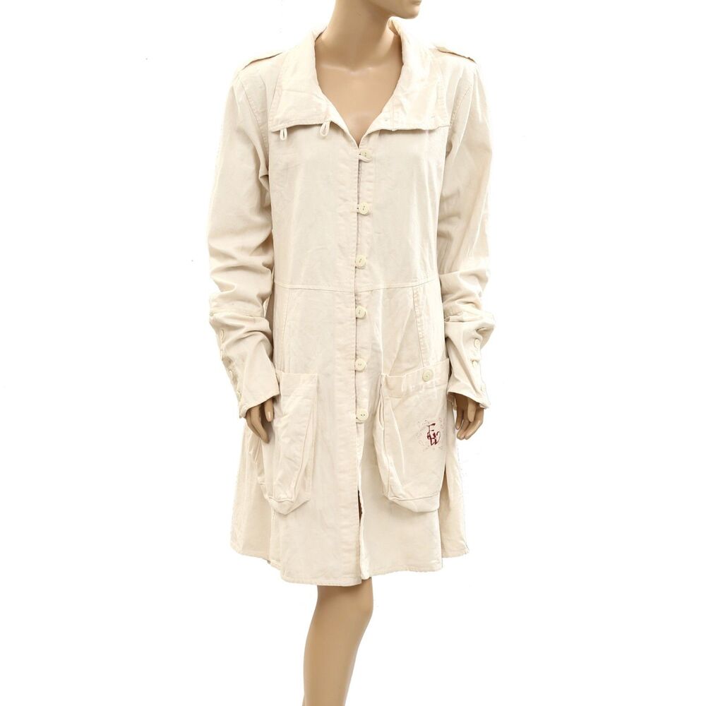 Ewa i Walla Buttondown Coat Jacket Dress Peasant Lagenlook Vintage M 286082